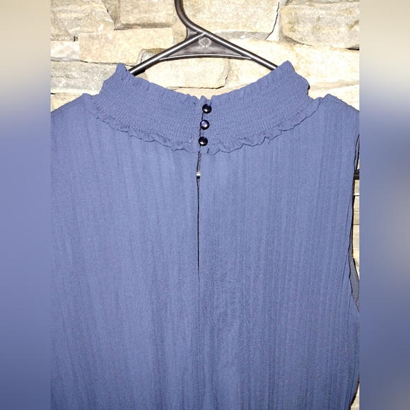 Nanette Lepore navy pleated sleeveless dress with high neck NWT - Picture 9 of 13